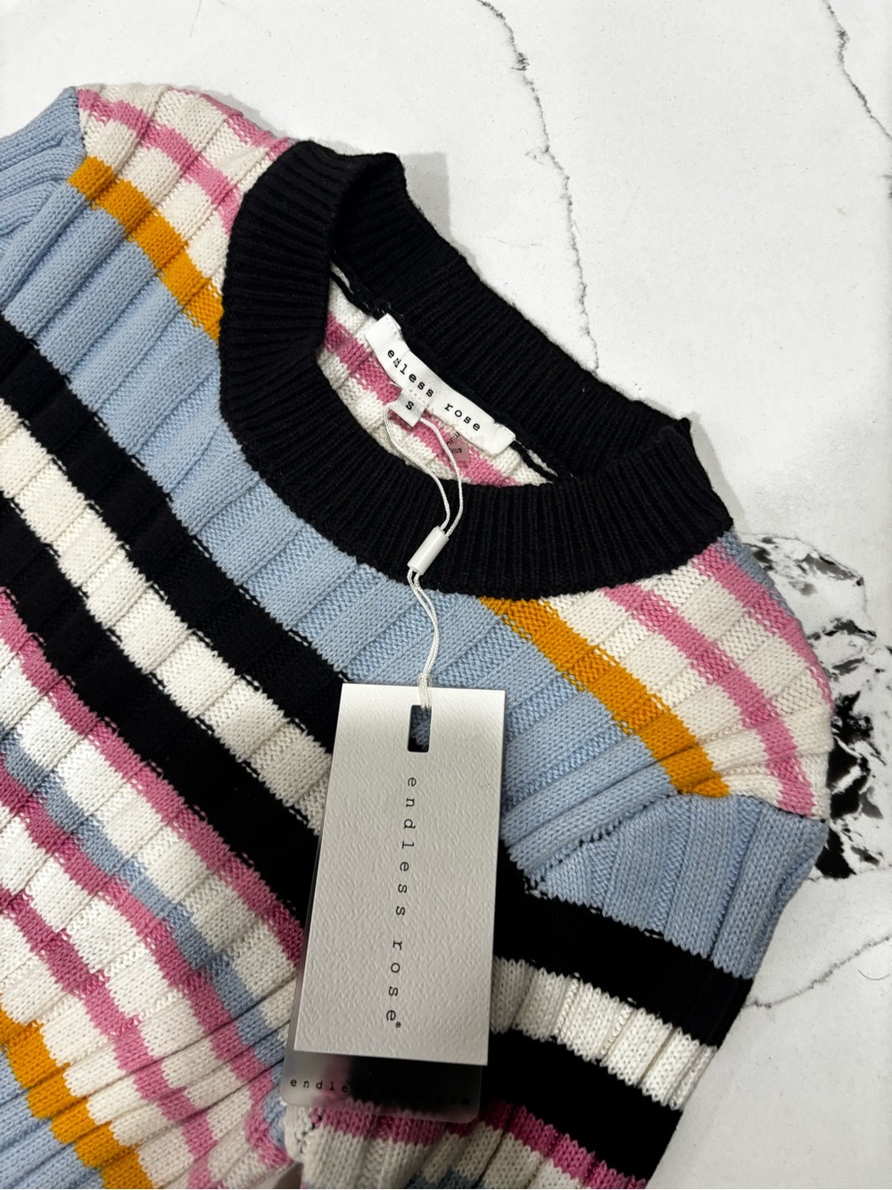 Endless Rose Multicolor Striped Midi Dress with White Bell Sleeves - Picture 7 of 10